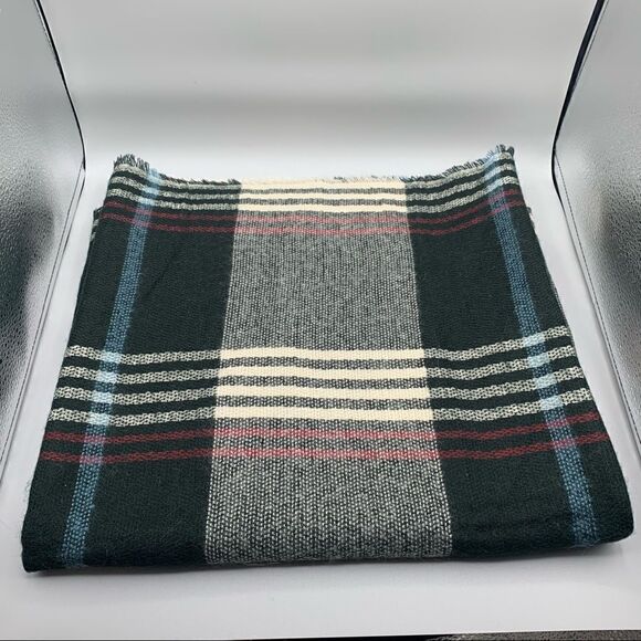 Wool Blend Plaid Fringe Infinity Scarf - Picture 2 of 5